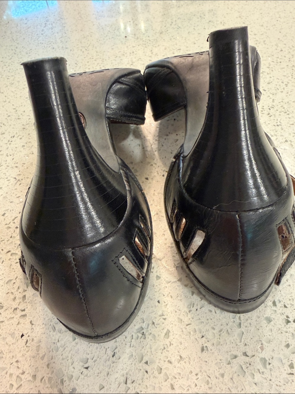 Clarks Black Leather Ankle-Strap Cutout Heels - Picture 6 of 6